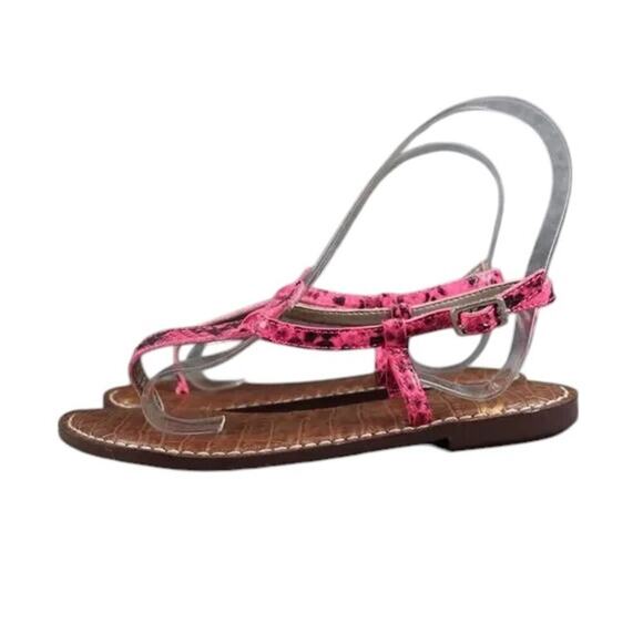 Sam Edelman Shoes Womens 5 Sandals Fashion Casual Snake Print Leather Pink Gigi - Picture 3 of 12